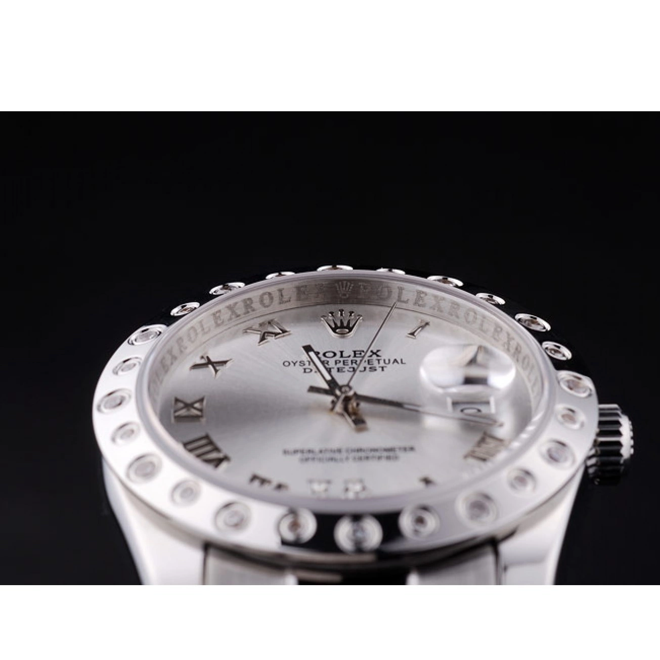Rolex copies cheap Silver 7468 Dial Rolex Datejust Bezel Diamond 0625